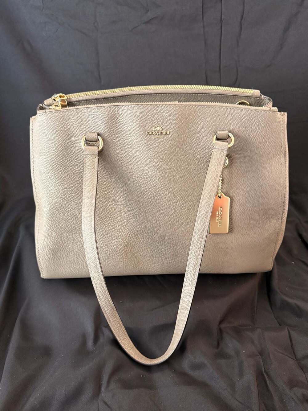 Coach Grey Leather Stanton Top Zip Tote